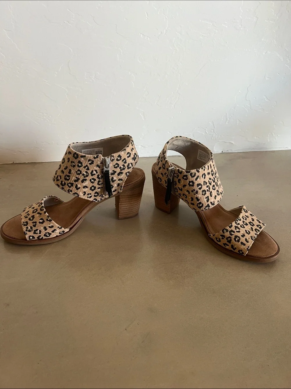 Toms Leopard Print Wedge Sandals - Brown/Black - Picture 2 of 6